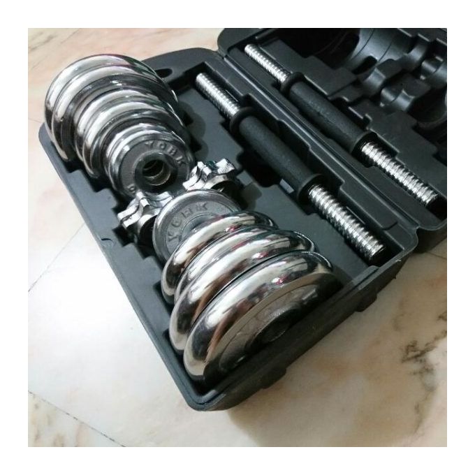 Haltères chromées rechargeables de 30 kg (2 biceps de 15kg) - Poids pour Exercices Entraînement de Musculation