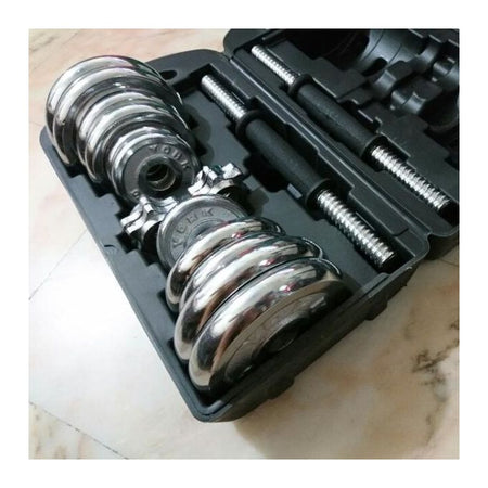 Haltères chromées rechargeables de 30 kg (2 biceps de 15kg) - Poids pour Exercices Entraînement de Musculation