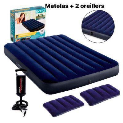 Matelas Gonflable 2 Place + Pompe + 2 Oreillettes - Souple
