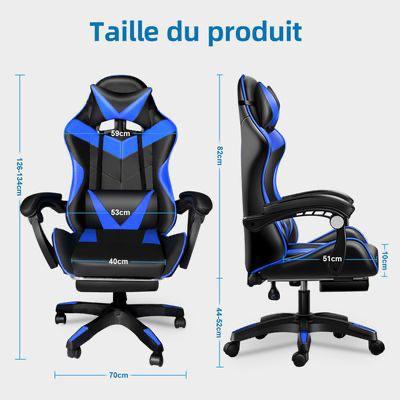 Fauteuil Gaming ergonomique noire bleu